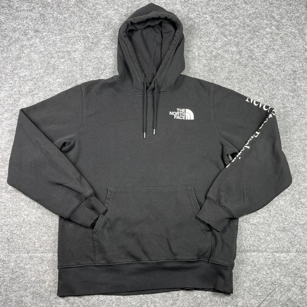 The North Face Hoodie Mens M Black Exploring New And Old Places Outdoor Pullover